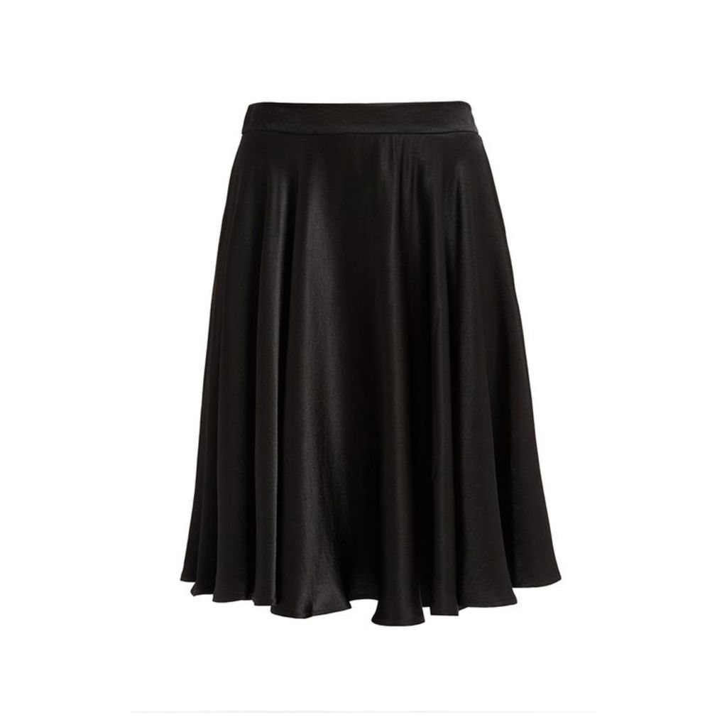 WtR Journey Black Satin Midi Skirt