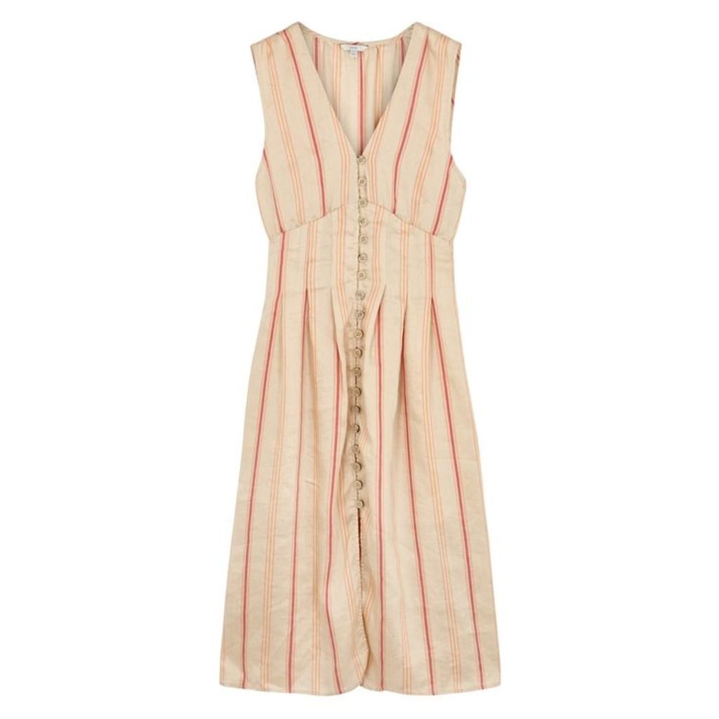 Joie Valari Striped Linen-blend Midi Dress