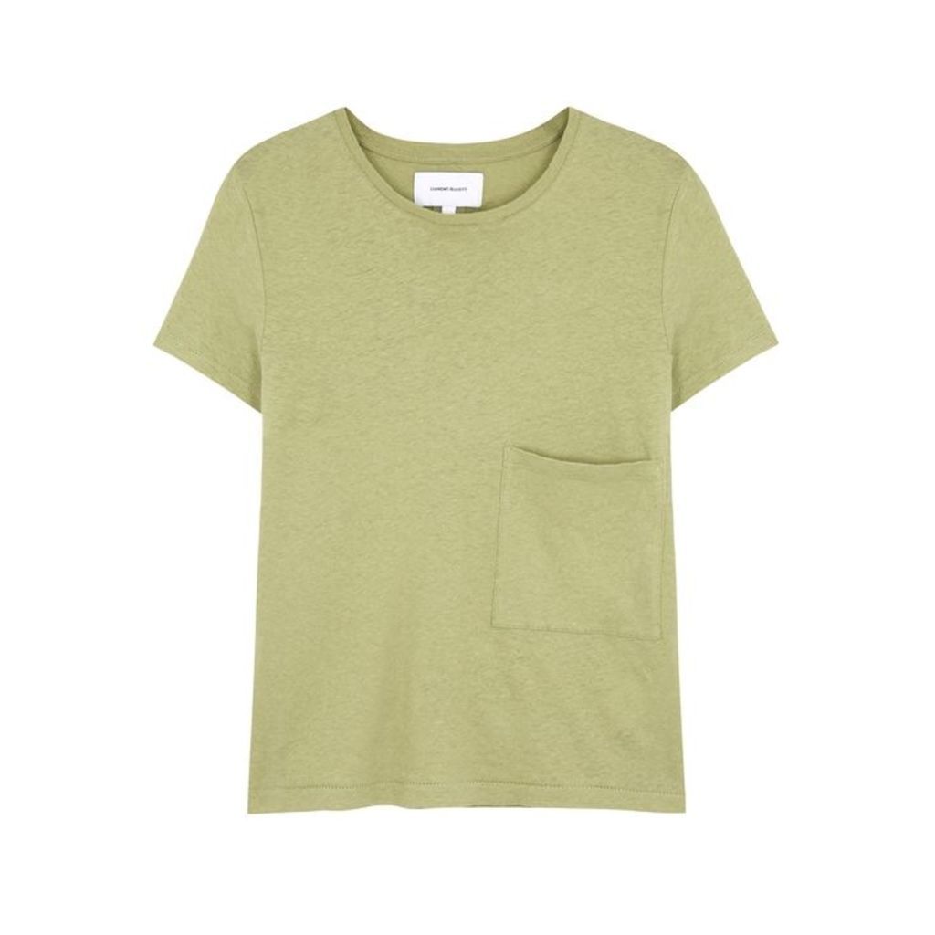 Current/Elliott Olive Linen And Cotton-blend T-shirt