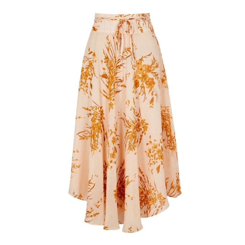 Joie Floral-print Silk-blend Chiffon Midi Skirt
