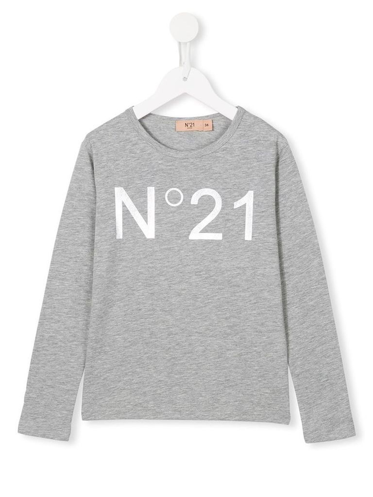 No21 Kids logo print T-shirt, Girl's, Size: 11 yrs, Grey