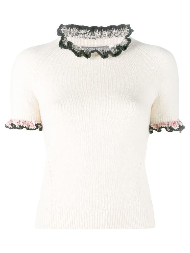 Alexander McQueen knitted ruffle top, Women's, Size: XL, White