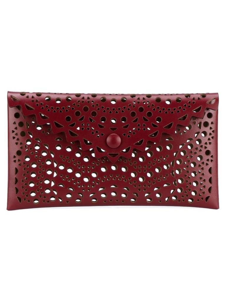 AlaÃ¯a Laser Cut Leather Envelope Clutch, Women's, Red