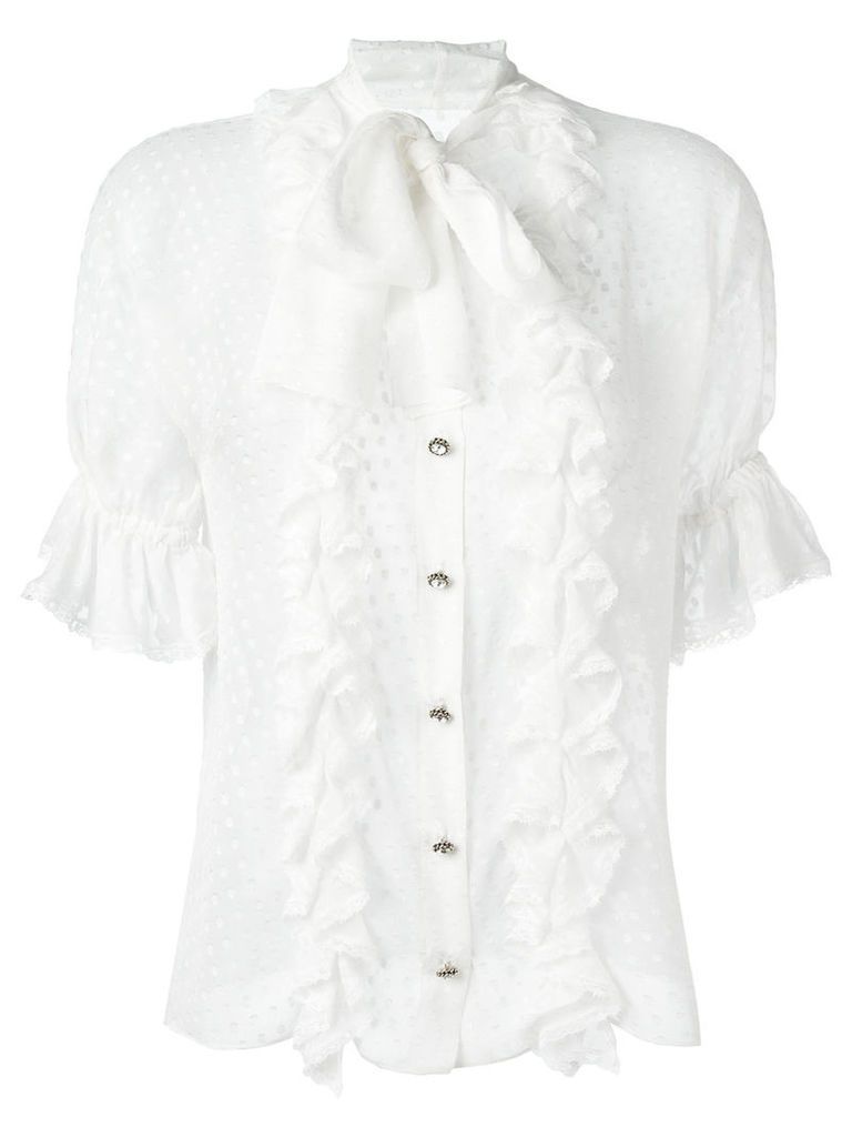Dolce & Gabbana polka dot ruffled blouse, Women's, Size: 44, White