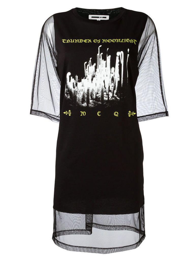 McQ Alexander McQueen - mesh T-shirt dress - women - Cotton/Polyester - M, Women's, Black