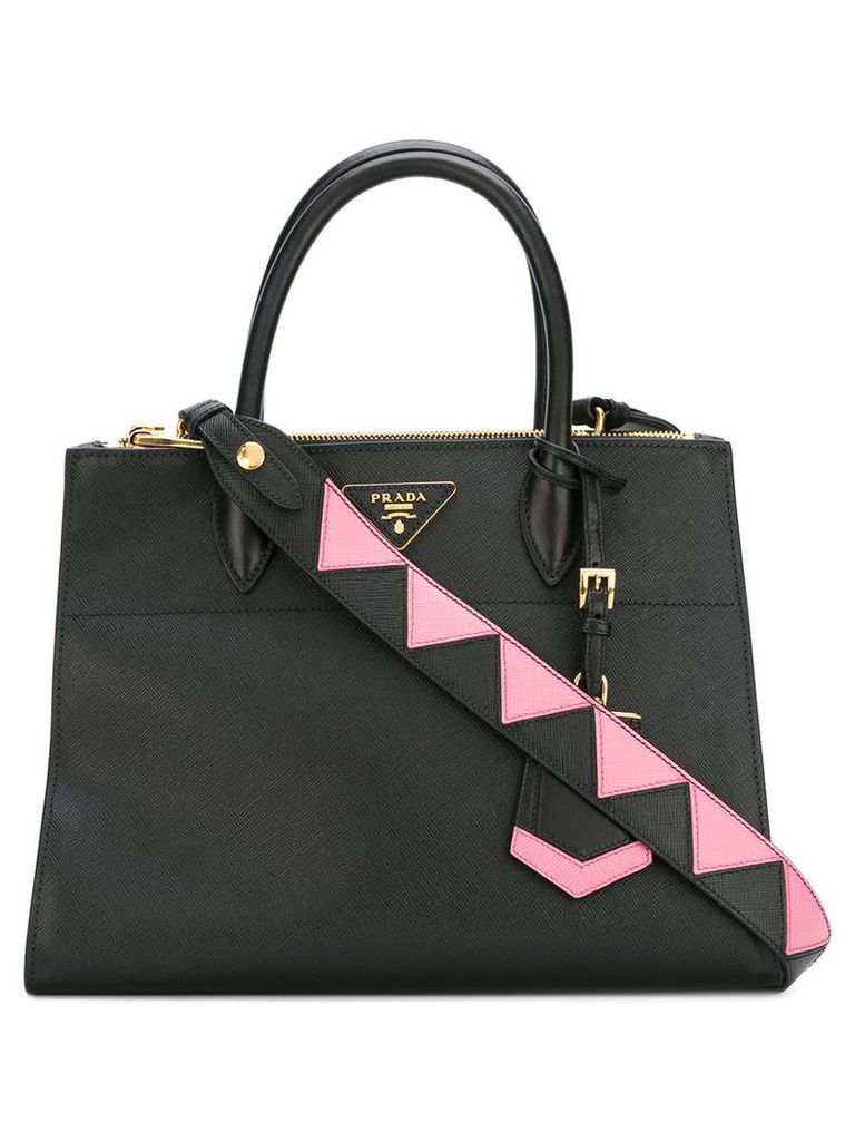 Prada - abstract detail classic tote bag - women - Calf Leather - One Size, Women's, Black