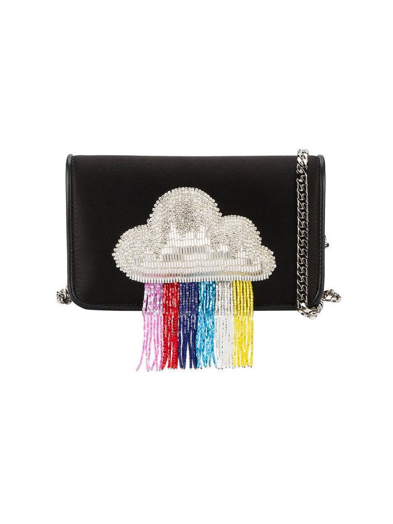 Les Petits Joueurs - ginny rainbow beaded clutch bag - women - Leather/Polyester - One Size, Women's, Black