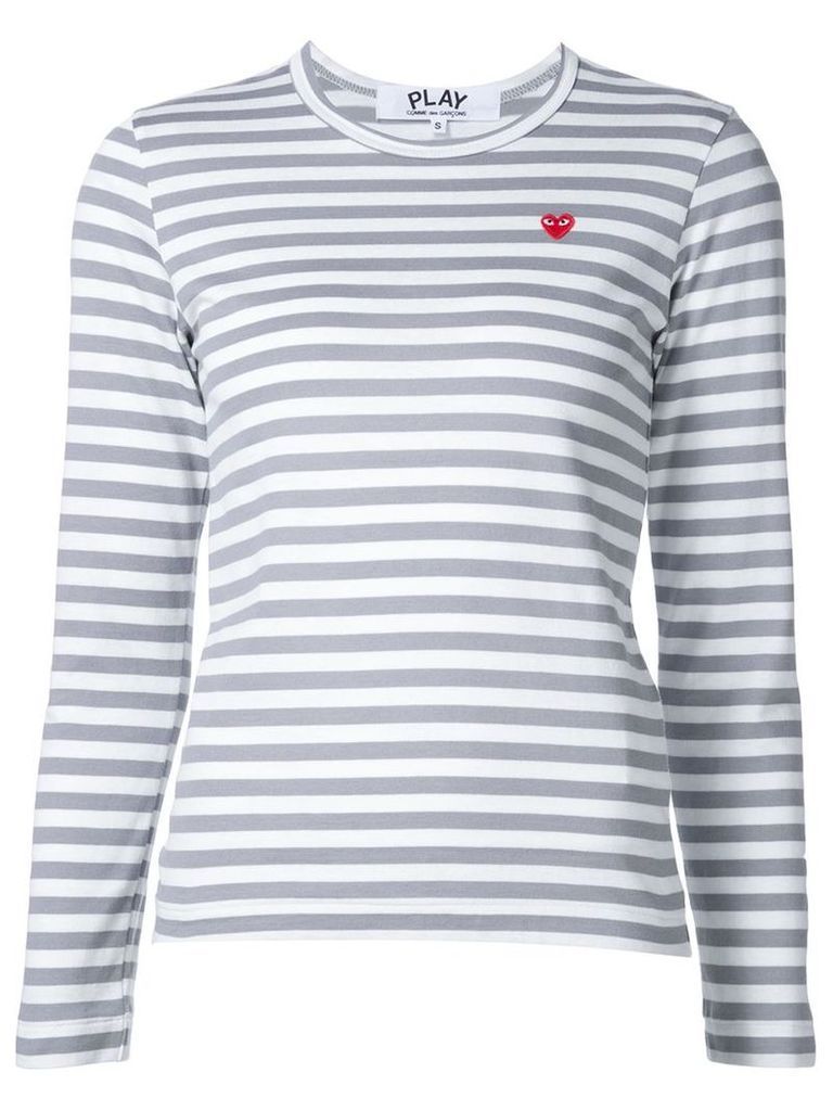 Comme Des GarÃ§ons Play - mini heart striped T-shirt - women - Cotton - S, Grey