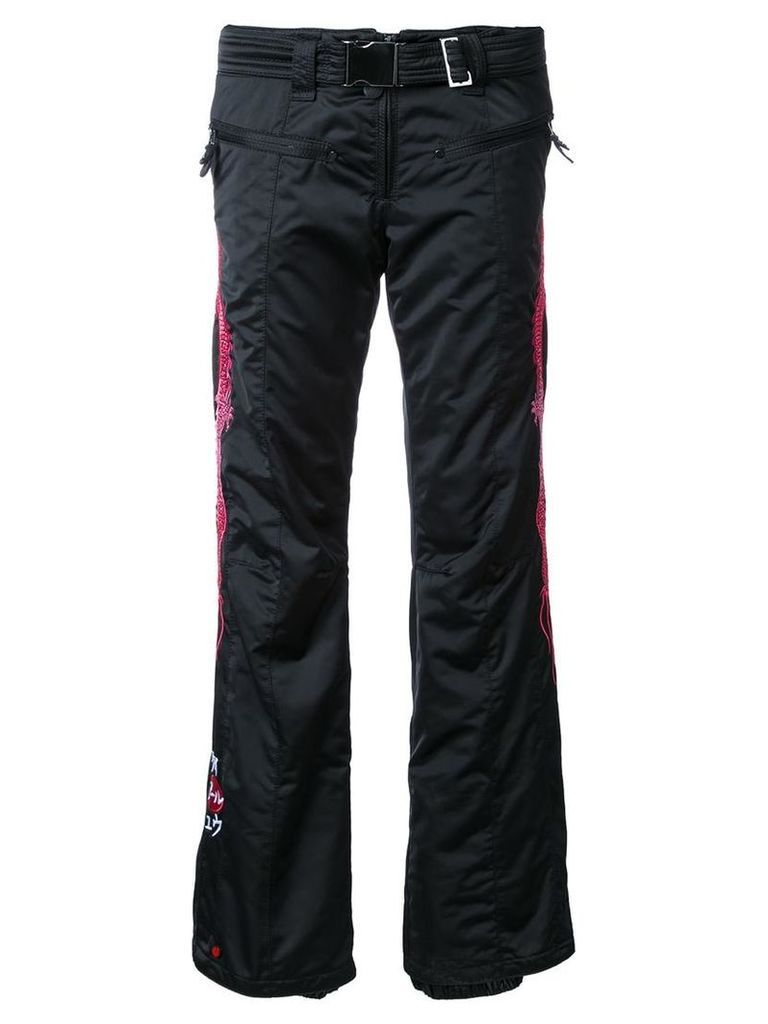 Kru - embroidered dragon ski pants - women - Polyester - S, Black