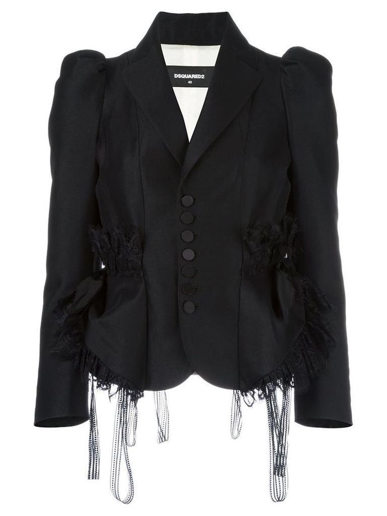 Dsquared2 - lace trim smocking jacket - women - Silk/Polyamide/Polyester/Wool - 42, Black