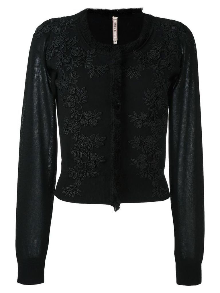 Antonio Marras - floral patches knit blouse - women - Nylon/Polyester/Spandex/Elastane/Virgin Wool - XL, Black