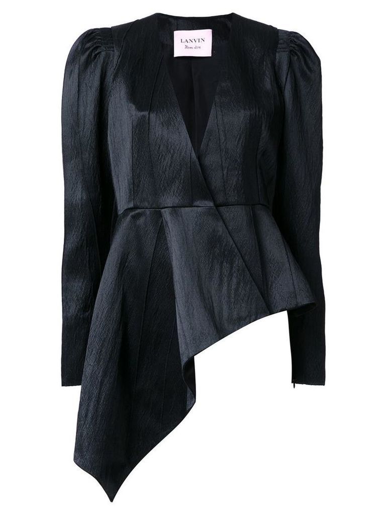 Lanvin - asymmetric blazer - women - Silk/Acrylic/Wool - 38, Black