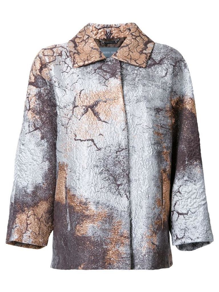Alberta Ferretti - stained metallic (Grey) effect coat - women - Silk/Cotton/Nylon/Other fibres - 46