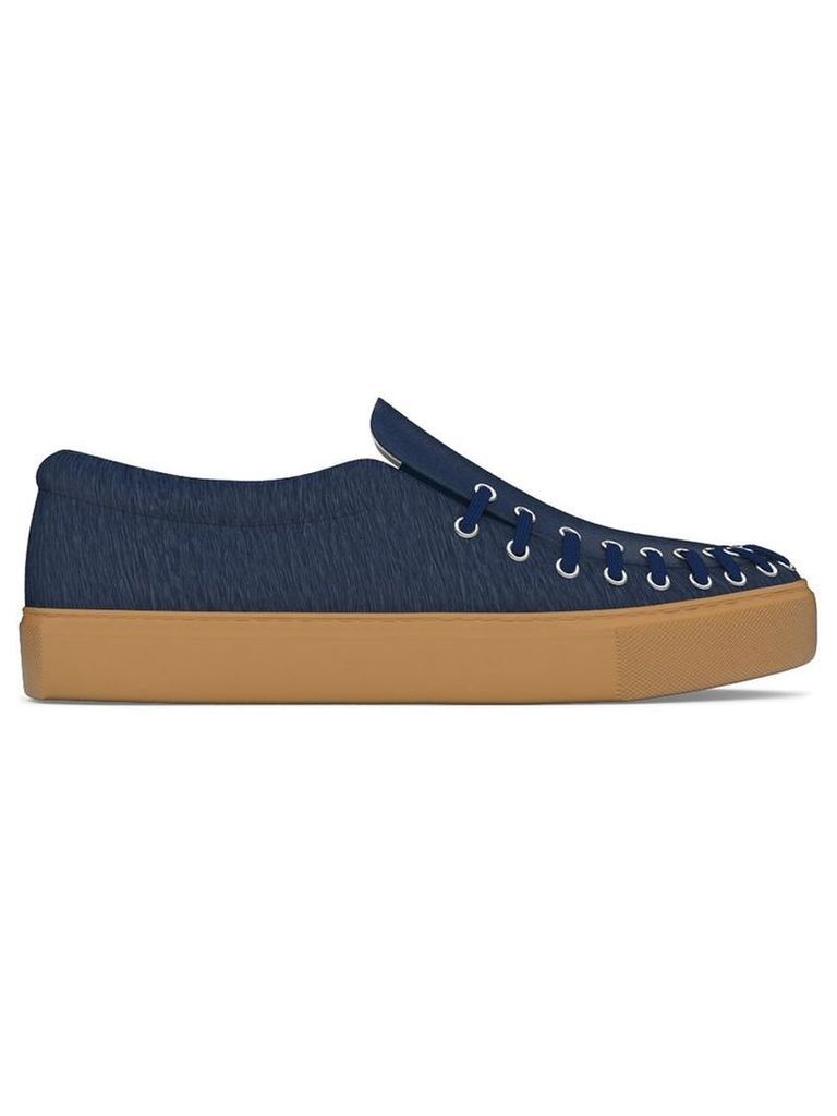 Myswear - 'Conduit' slip-on sneakers - women - Calf Leather/Nappa Leather/Calf Hair/rubber - 39, Blue