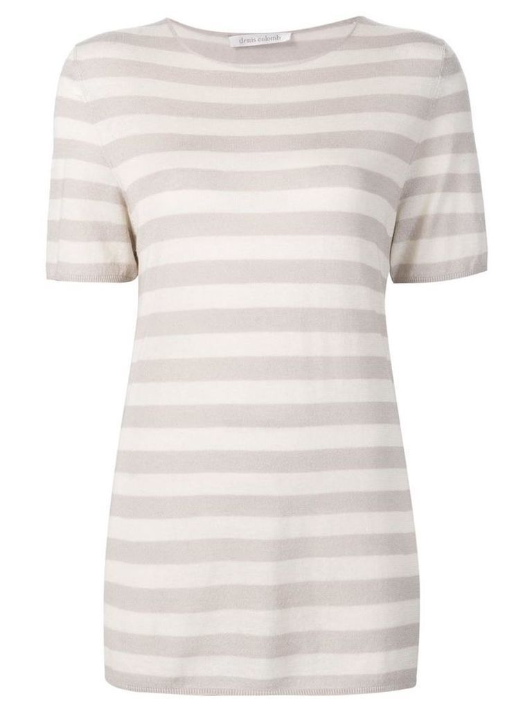 Denis Colomb - short sleeved striped sweatshirt - women - Silk/Cashmere - S, Nude/Neutrals