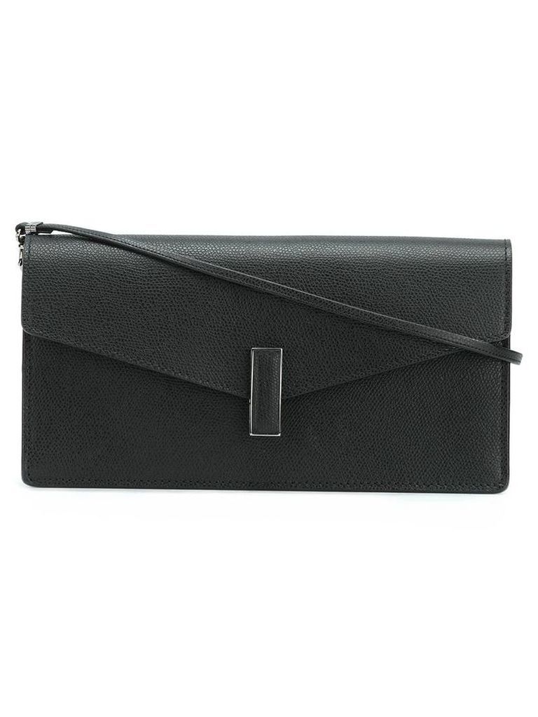 Valextra - flap closure clutch bag - women - Calf Leather - One Size, Black
