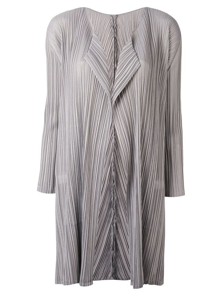 Pleats Please By Issey Miyake - pleated coat - women - Polyester - 4, Grey