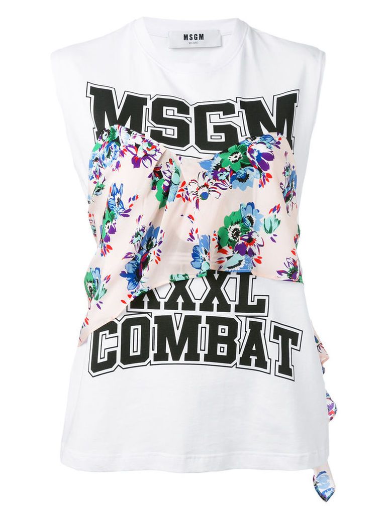 MSGM - printed tank top - women - Cotton - S, White