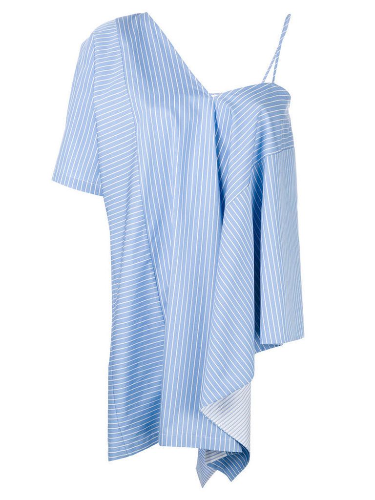 Maison Margiela - asymmetric striped top - women - Cotton - 44, Blue