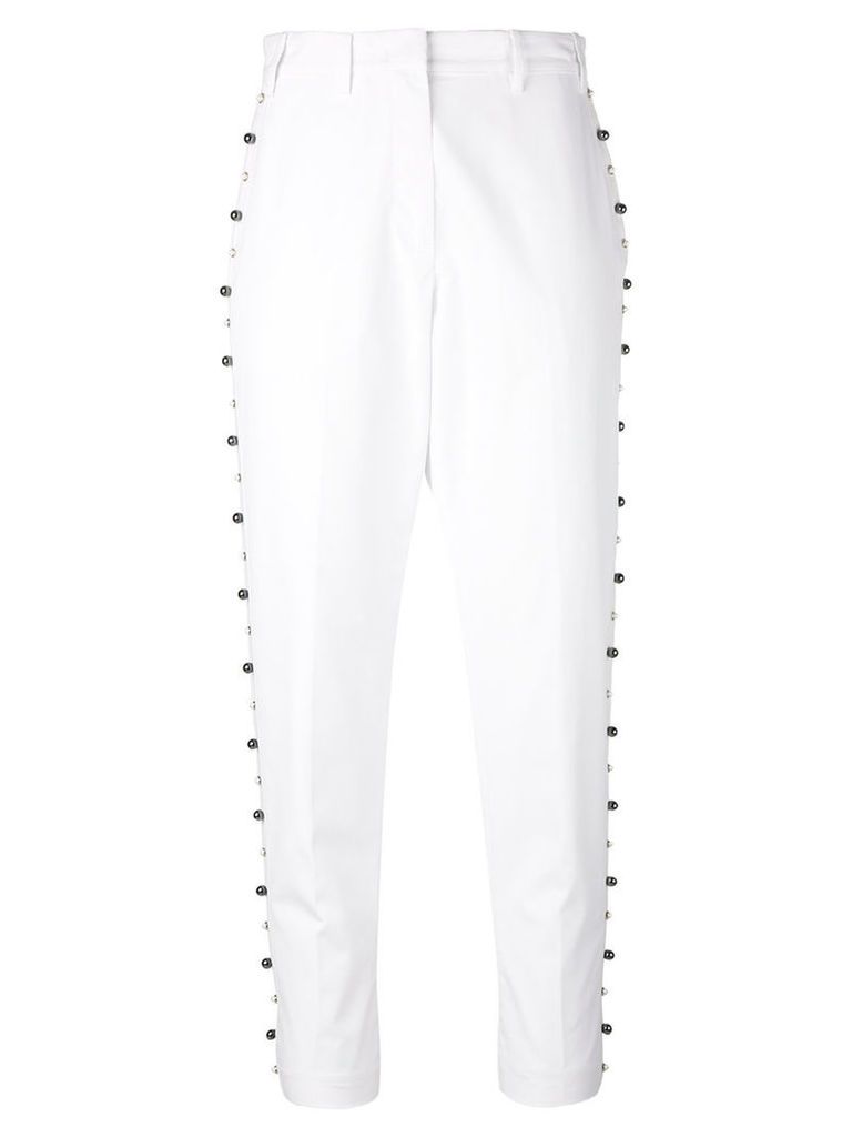 No21 - stud trim trousers - women - Cotton - 42, White