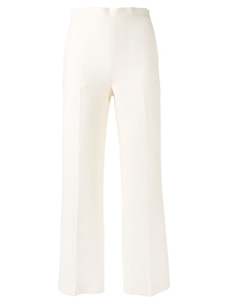 Fendi - cropped flared trousers - women - Silk/Wool - 42, White