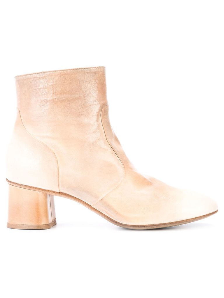 Silvano Sassetti - round toe ankle boots - women - Leather - 36.5, Nude/Neutrals