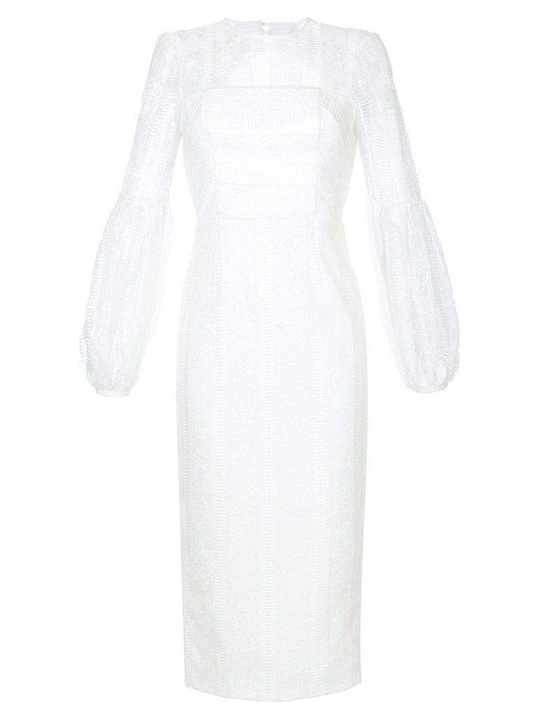 Rebecca Vallance - Lou Lou lace gather sleeve dress - women - Viscose - 8, White