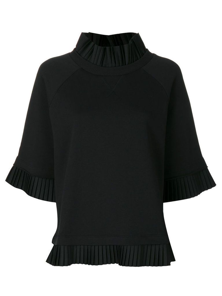 Mm6 Maison Margiela - pleated detail sweatshirt - women - Cotton - L, Black