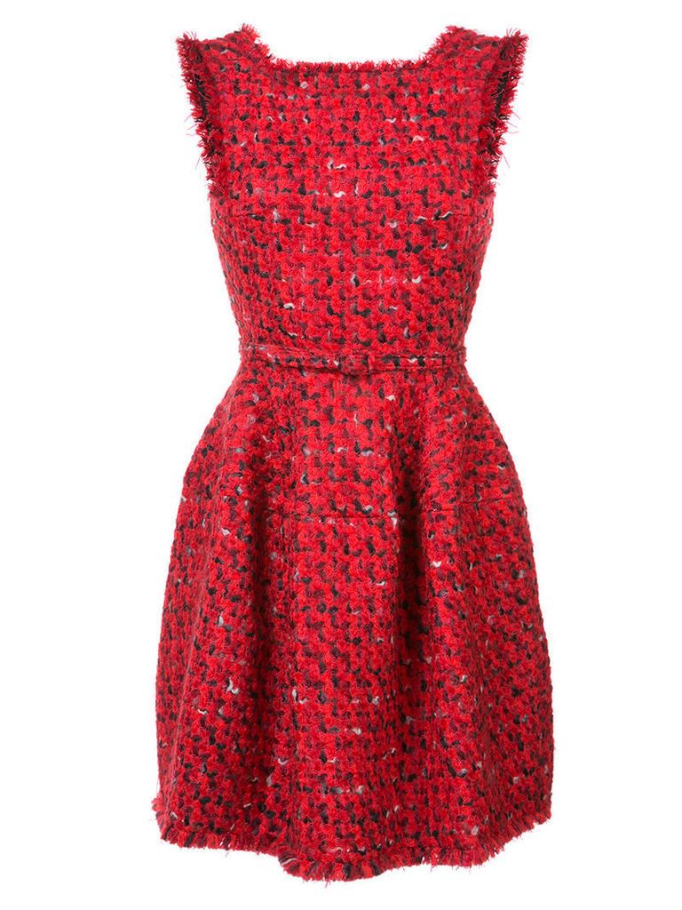 Oscar de la Renta - fringed dress - women - Cotton/Wool - 4, Red