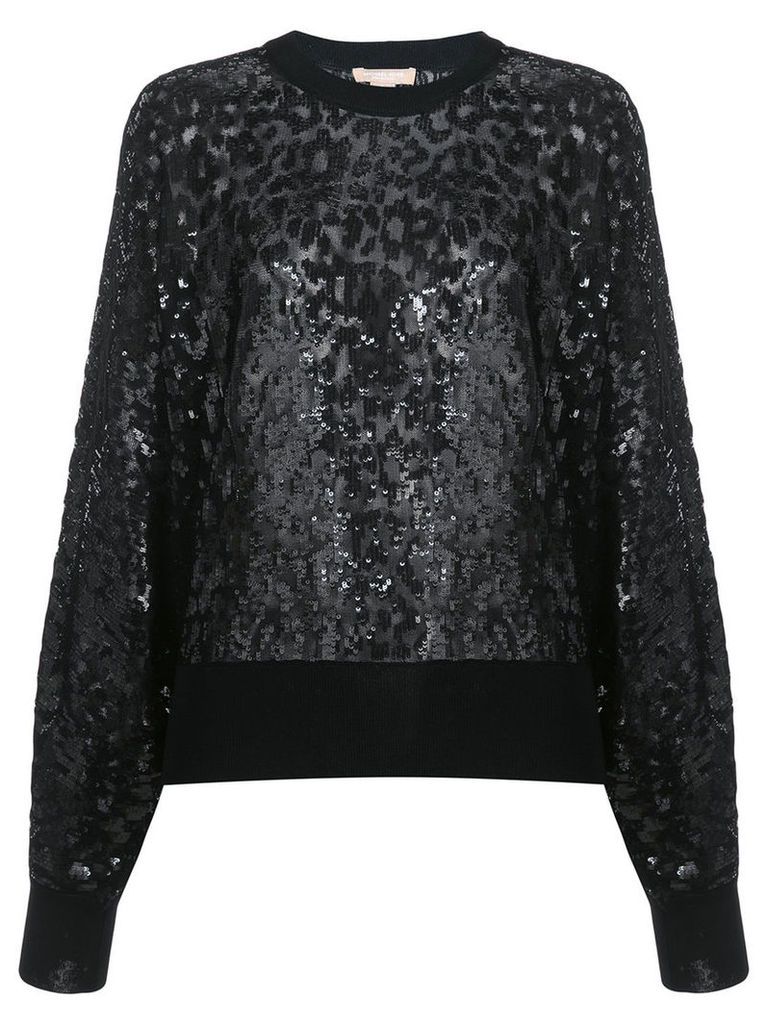 Michael Kors - sequen leopard pattern sweatshirt - women - Viscose - M, Black