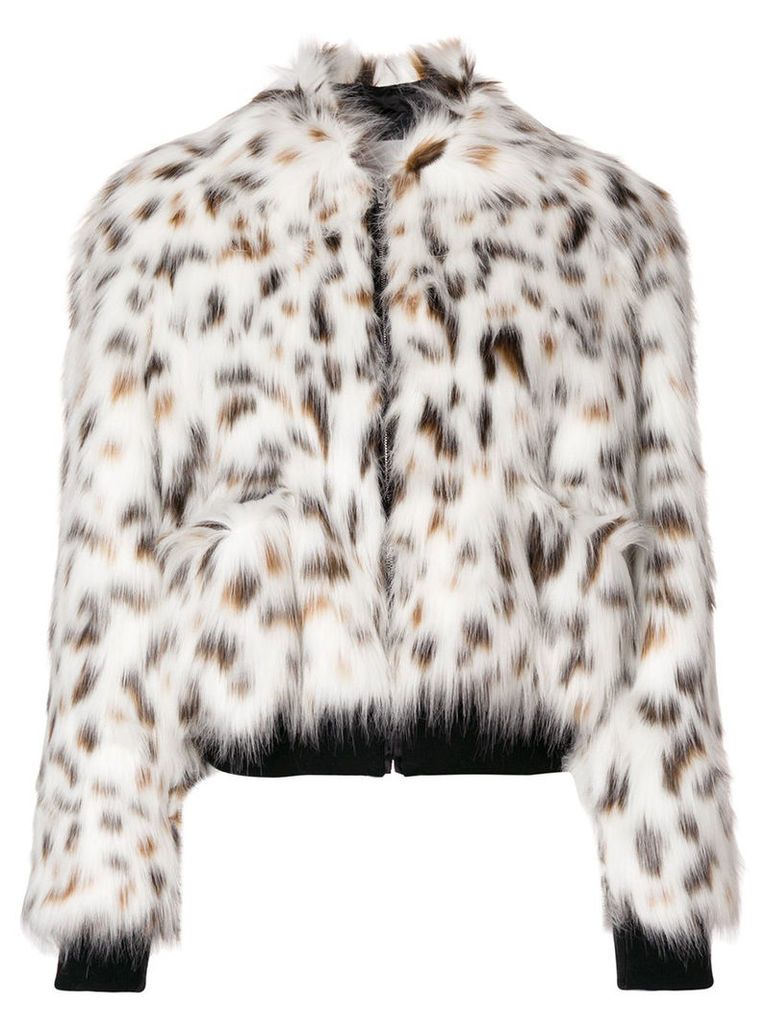 MSGM - faux fur bomber jacket - women - Cotton/Modacrylic/Polyamide/Polyester - 40, White