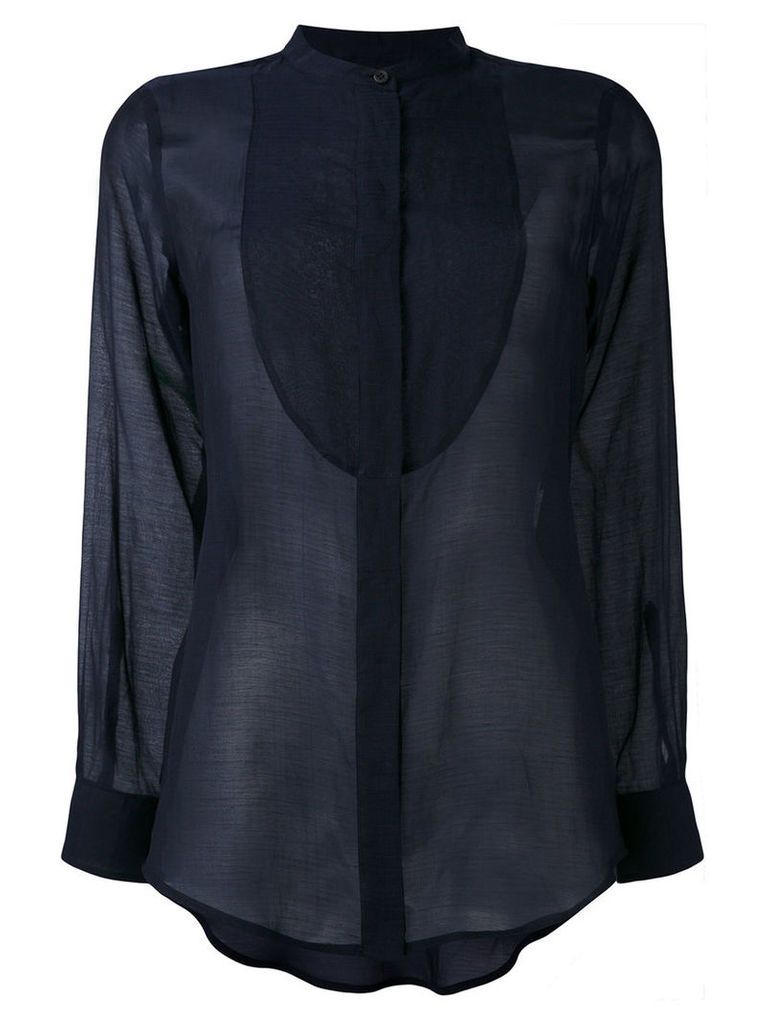 Alberto Biani - sheer bib shirt - women - Silk/Cotton - 44, Blue