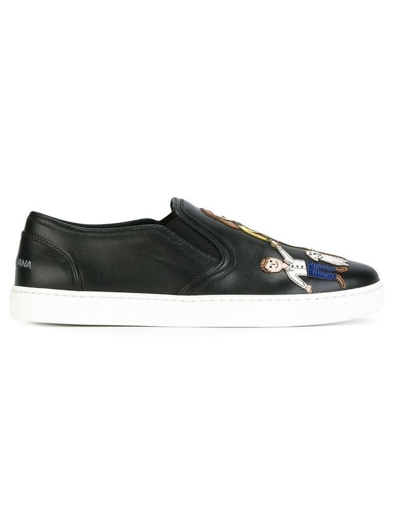 Dolce & Gabbana - Family patch slip-on sneakers - women - Calf Leather/Leather/rubber - 35, Black