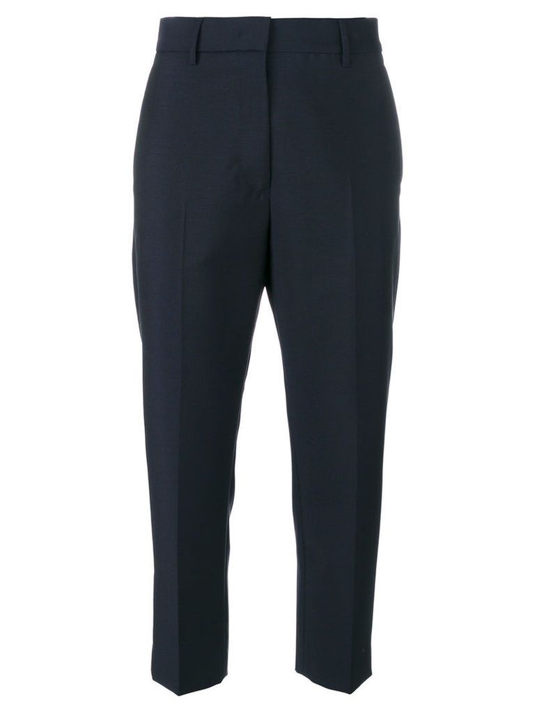 Jil Sander - cropped tailored trousers - women - Wool/Mohair/Cotton/Polyester - 38, Blue