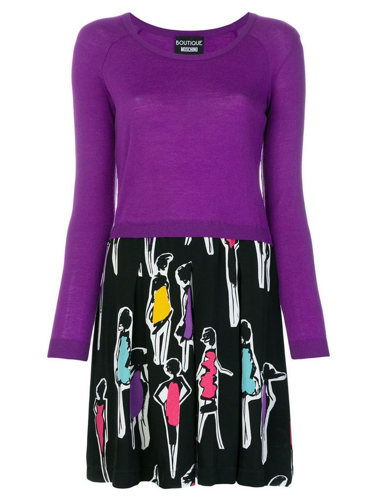Boutique Moschino - contrast panel dress - women - Viscose/Virgin Wool - 40, Pink/Purple
