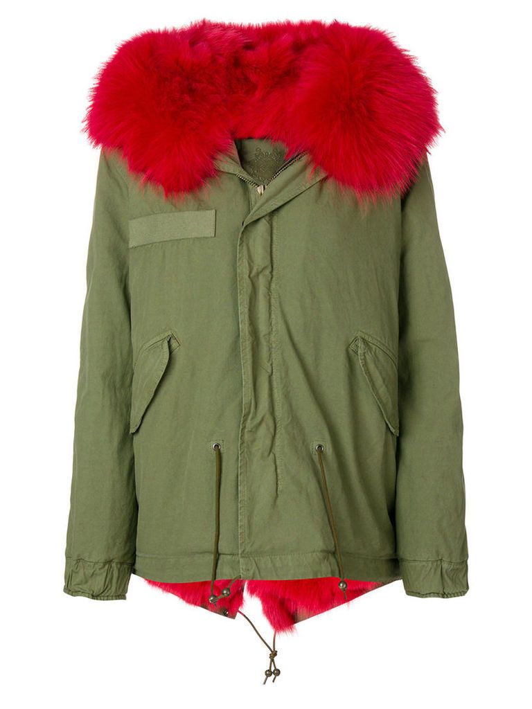 Mr & Mrs Italy - fox fur hooded short coat - women - Cotton/Lamb Skin/Polyester/Fox Fur - XS, Green