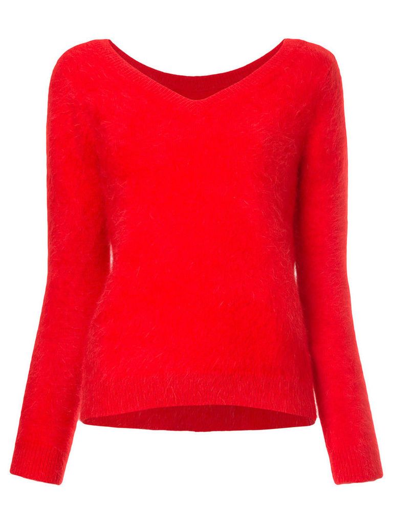 Loveless - V-neck jumper - women - Angora/Nylon/Polyurethane - 34, Red