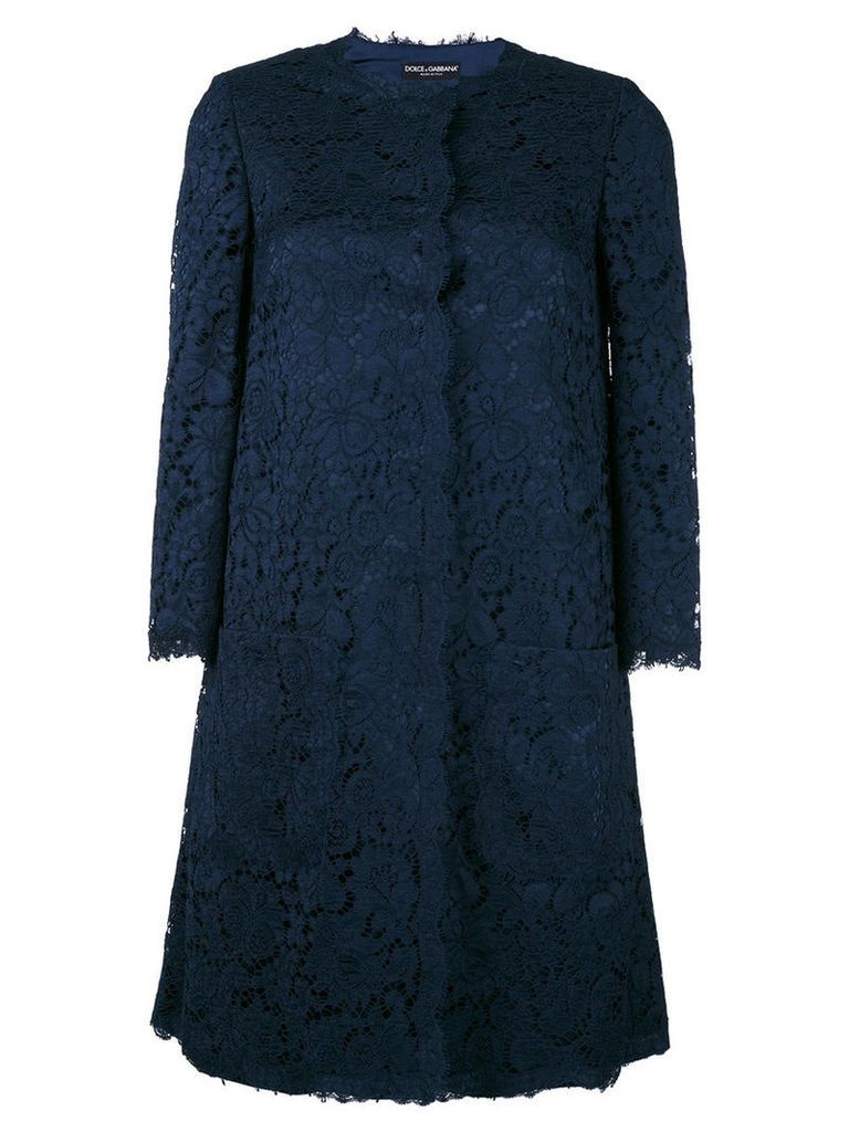 Dolce & Gabbana - lace coat - women - Cotton/Viscose/Polyamide/Spandex/Elastane - 42, Blue