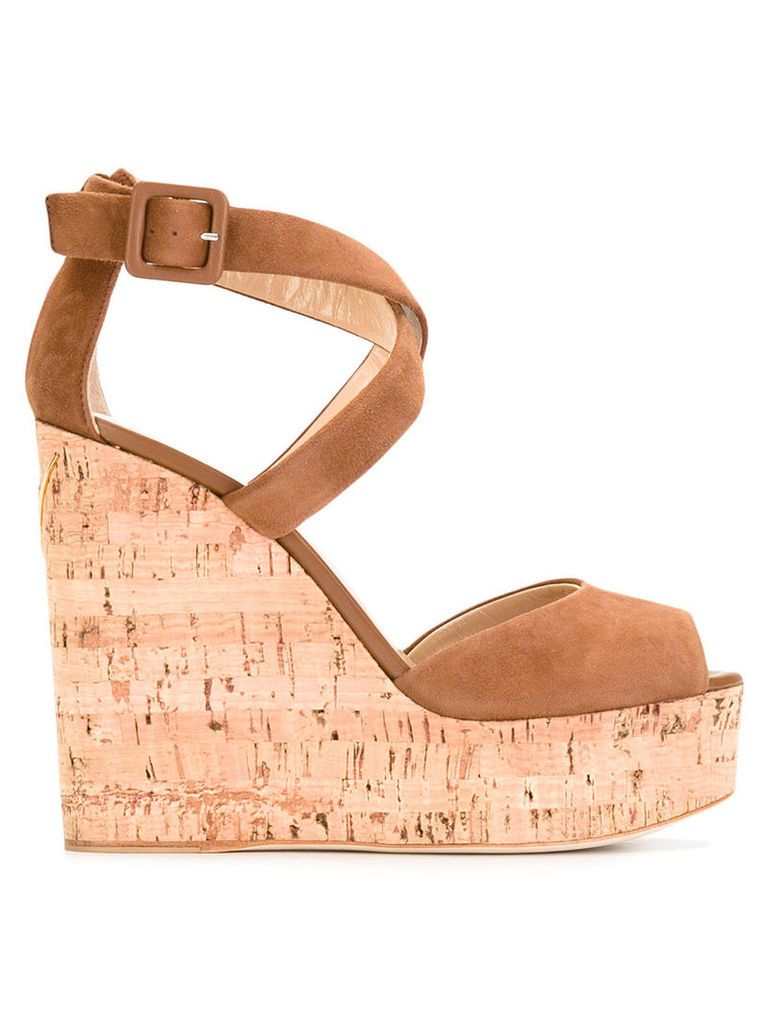 Giuseppe Zanotti Design - platform wedge sandals - women - Suede/Leather/Cork - 39, Brown