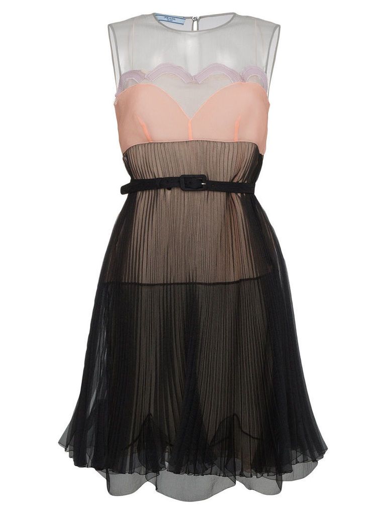 Prada silk sleeveless printed dress - Black
