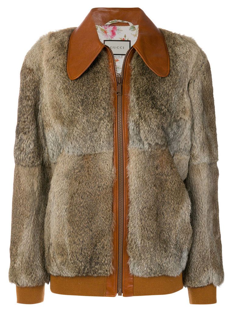 Gucci fur bomber jacket - Brown