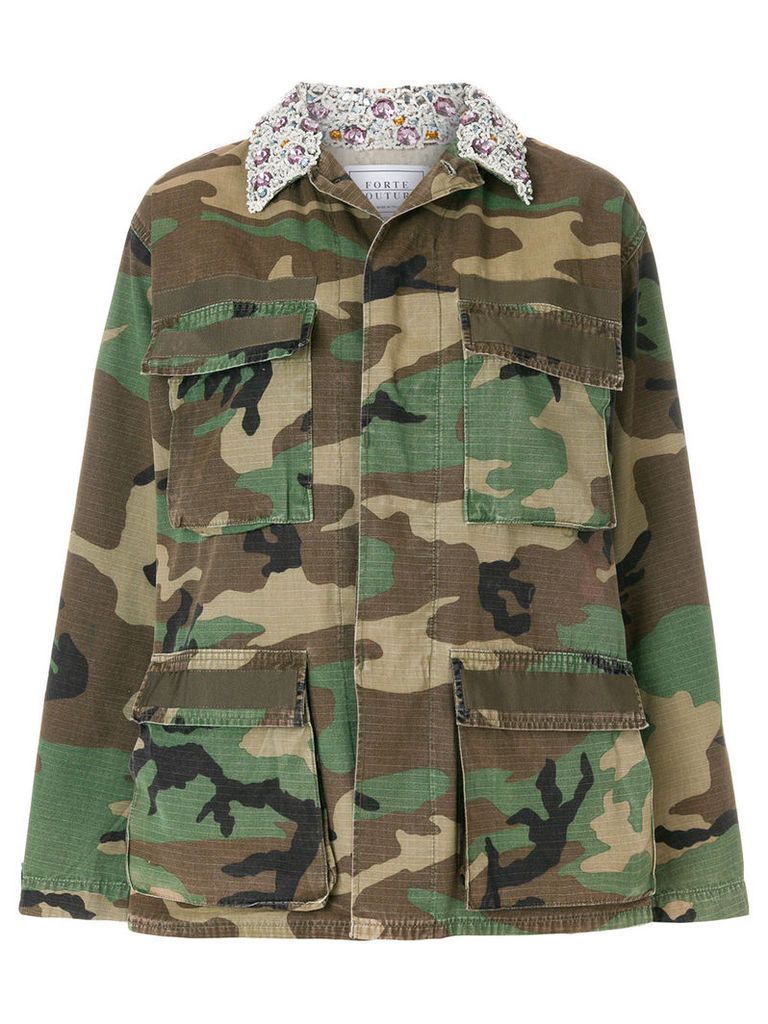 Forte Dei Marmi Couture embellished camouflage military jacket - Green