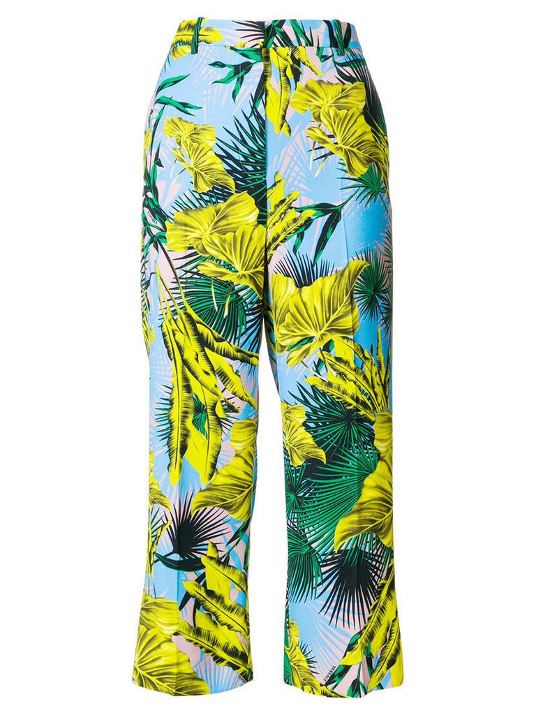 Versace palm print cropped trousers - Multicolour