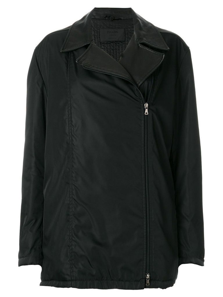 PRADA PRE-OWNED off-centre zipped coat - Black