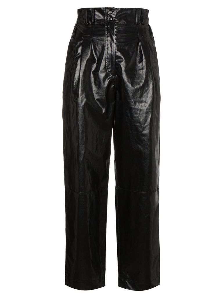 Philosophy Di Lorenzo Serafini Coated linen cropped trousers - Black