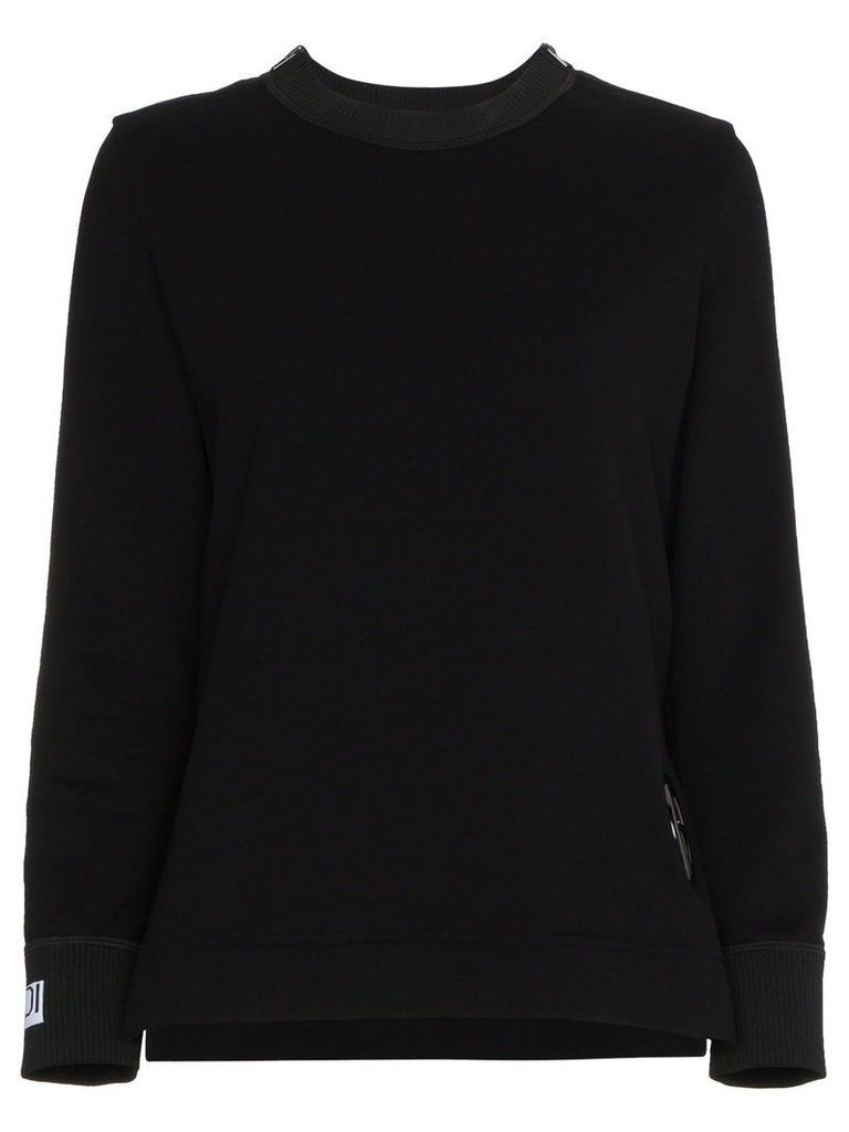 Fendi logo sweatshirt with metal insert - Black