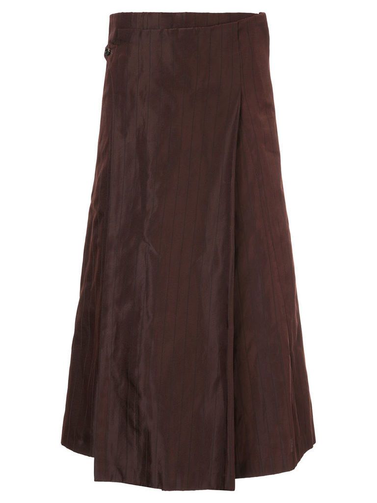 Comme Des Garçons Pre-Owned pinstripe wrap flared skirt - Brown