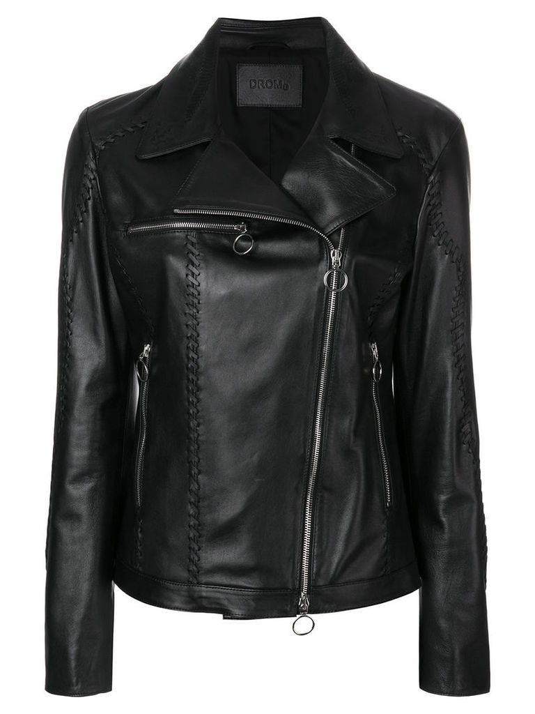 Drome lace-up detail biker jacket - Black