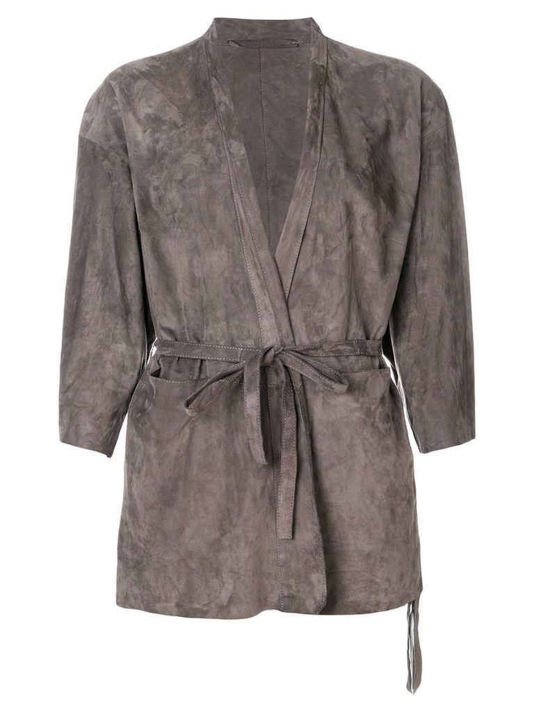 Salvatore Santoro belted wrap jacket - Grey