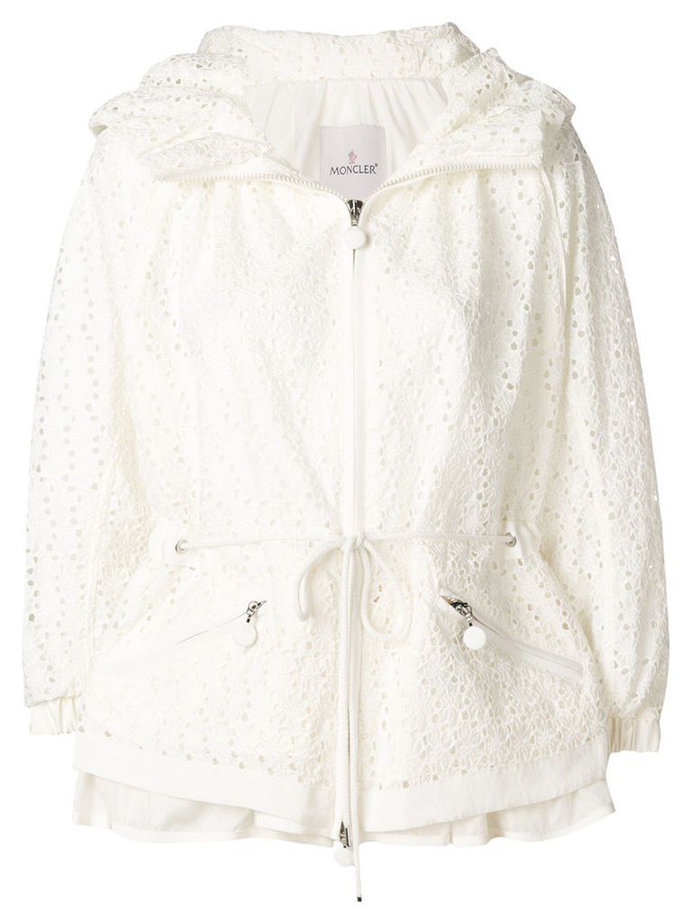 Moncler zipped embroidered jacket - White
